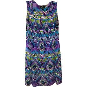 Ronni Nicole Cool Toned Geometric Print Dress